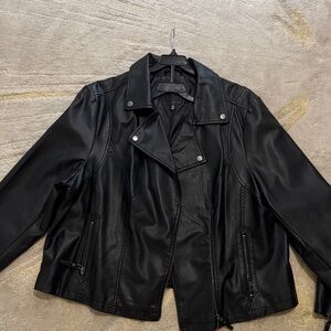 Max Studio Women's Black Faux Leather Jacket motorcycle style